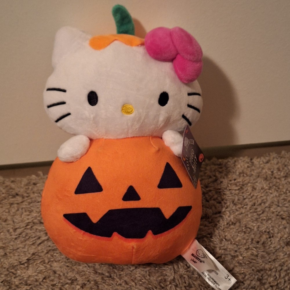 Hello Kitty Halloween Pumpkin Plush - Orange, White, Pink